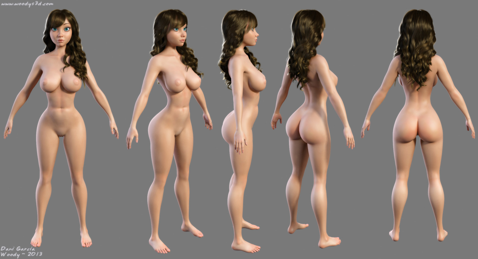 Nude girl obj 3d model naked comic