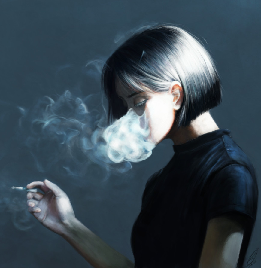 Smoking women fan image