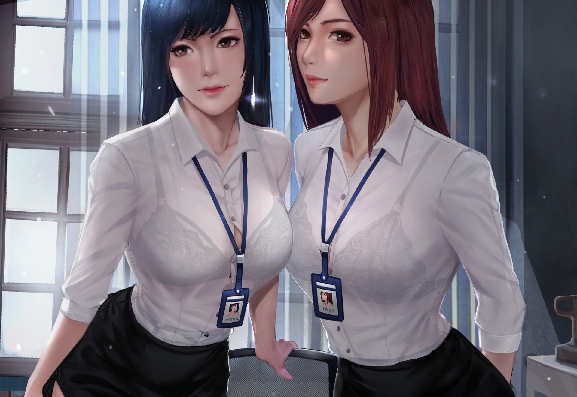 Horny office lady playing cosplay