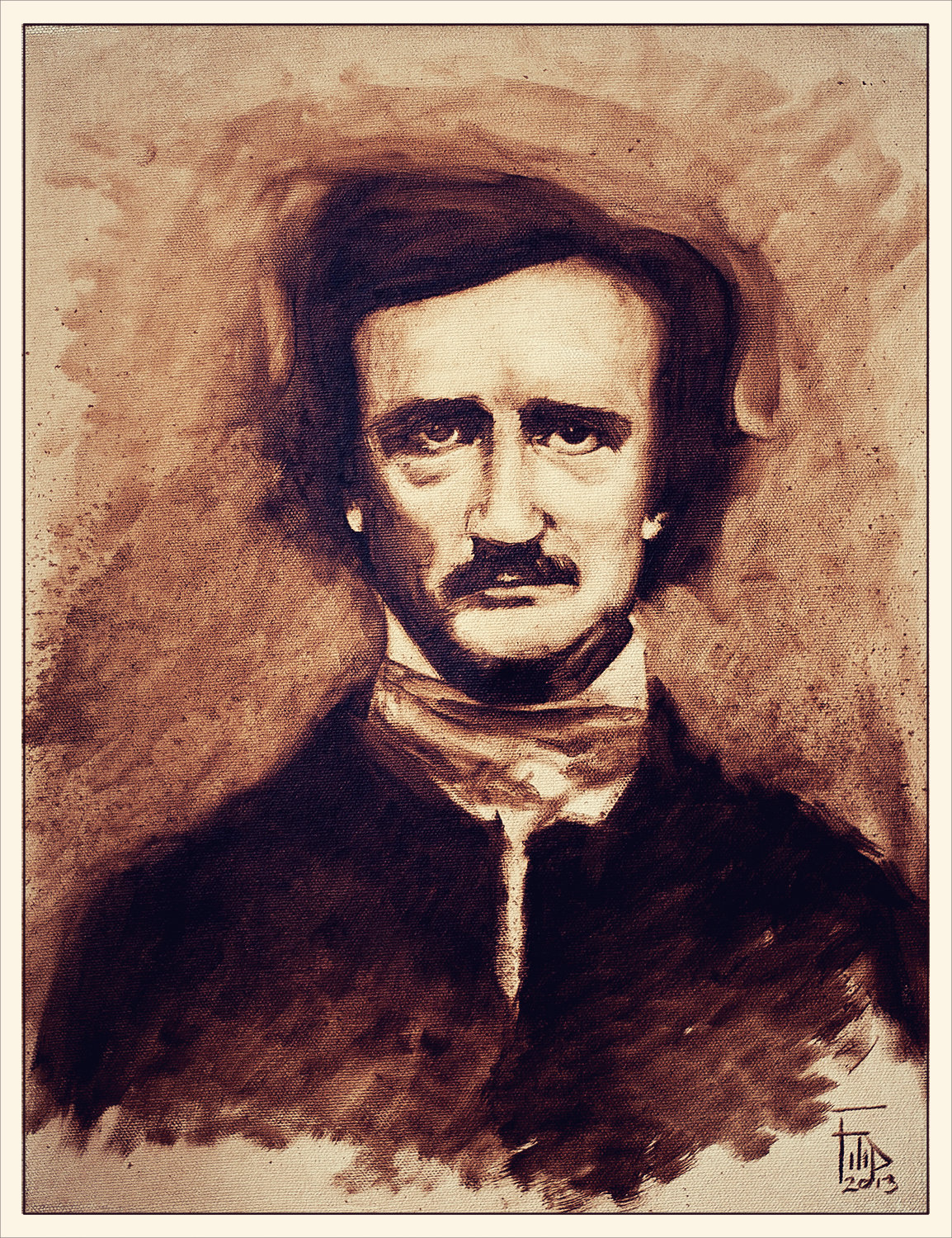 ArtStation - Edgar Allan Poe sketch (oil paint)