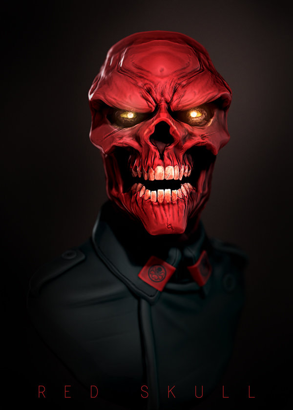 red skull marvel art