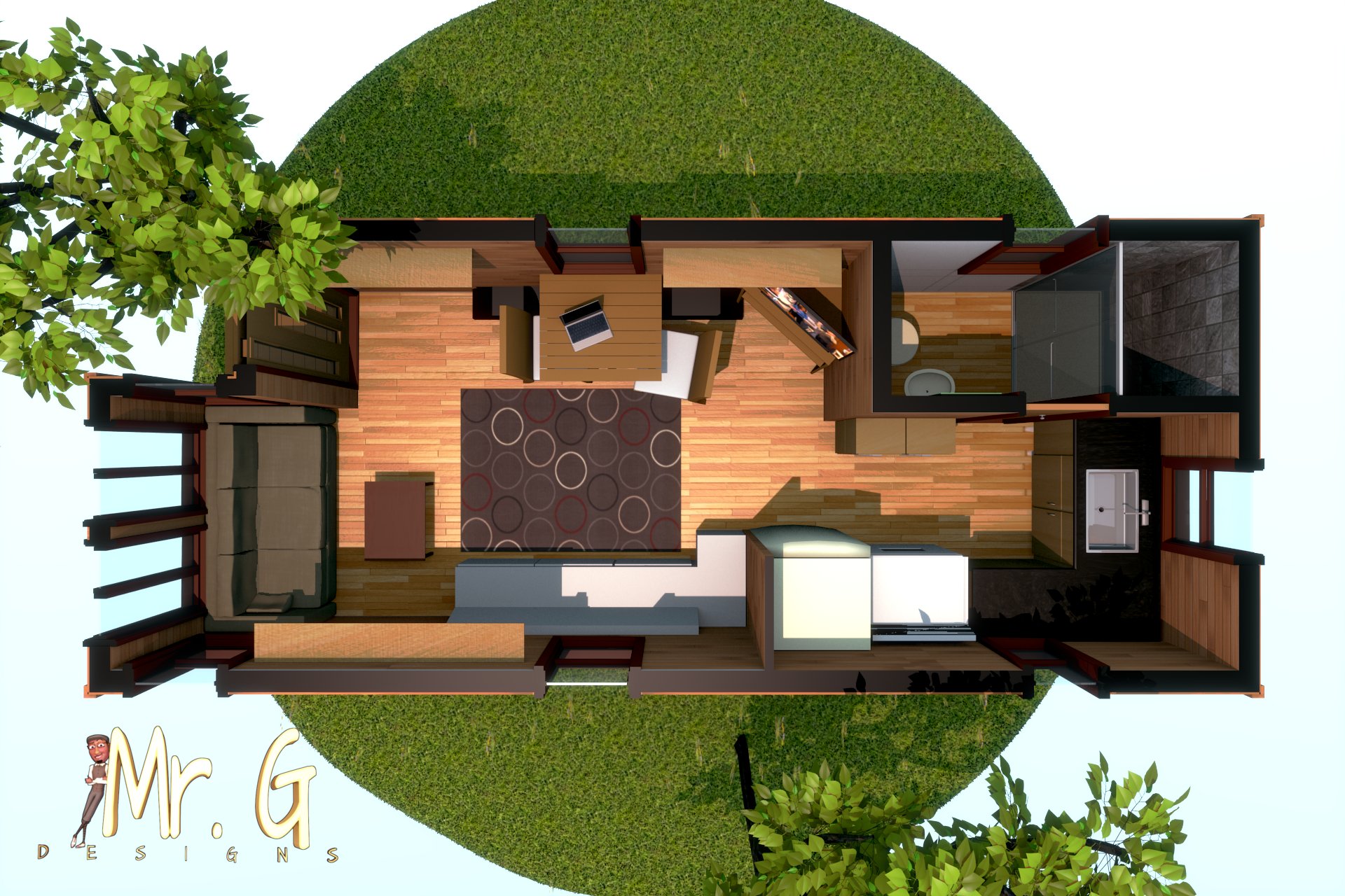 ArtStation - Tiny House 3D Floor Plan Model, Garrett S.