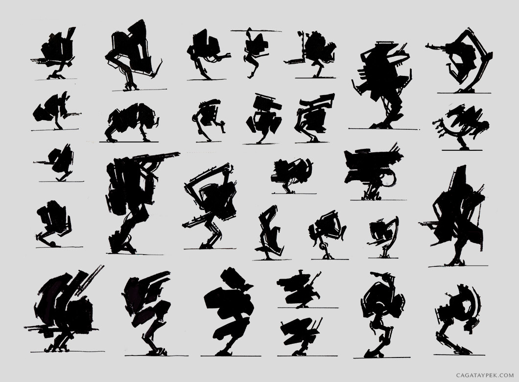 Artstation Mech Silhouettes Cagatay Pek