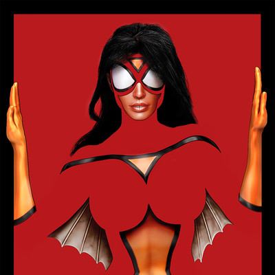 Spider Woman using negative space graphic style