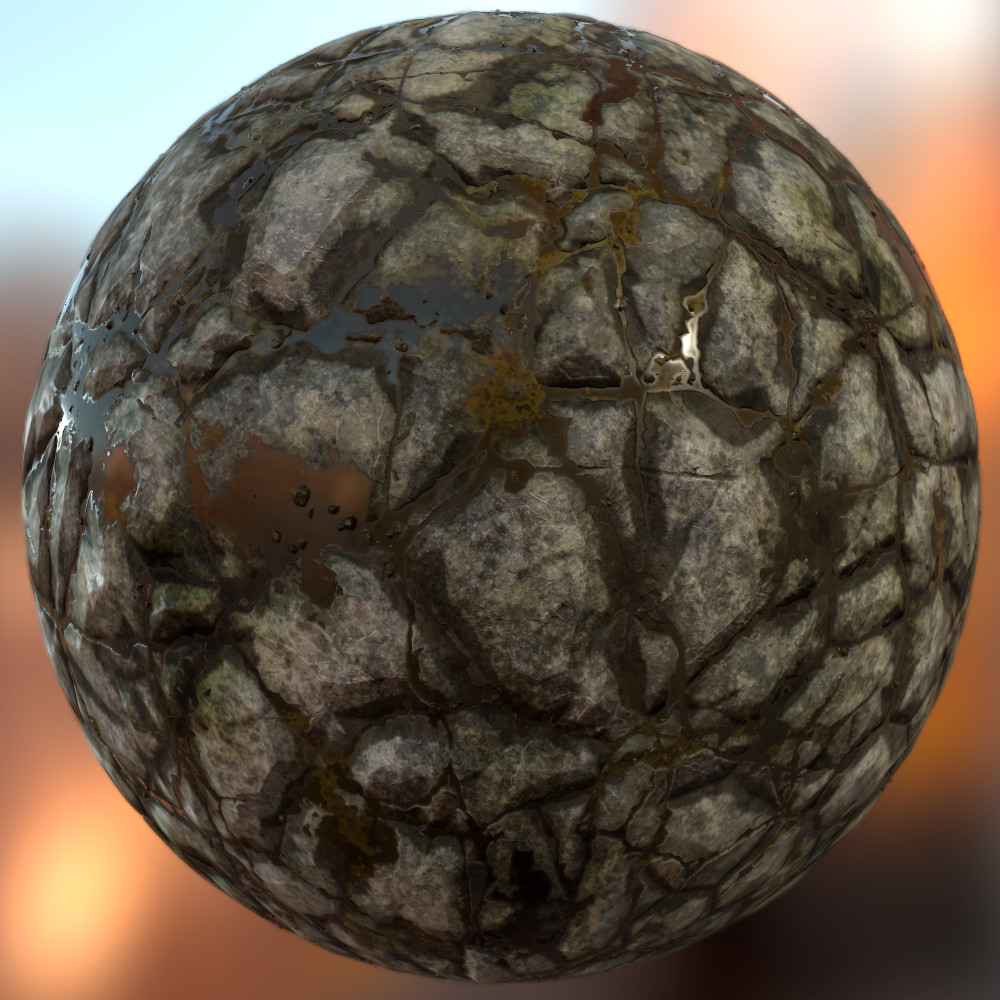 ArtStation - Procedural rocks with water and moss - Substance Designer