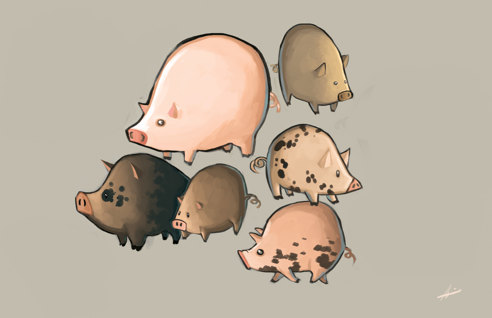 ArtStation - Pigs variations