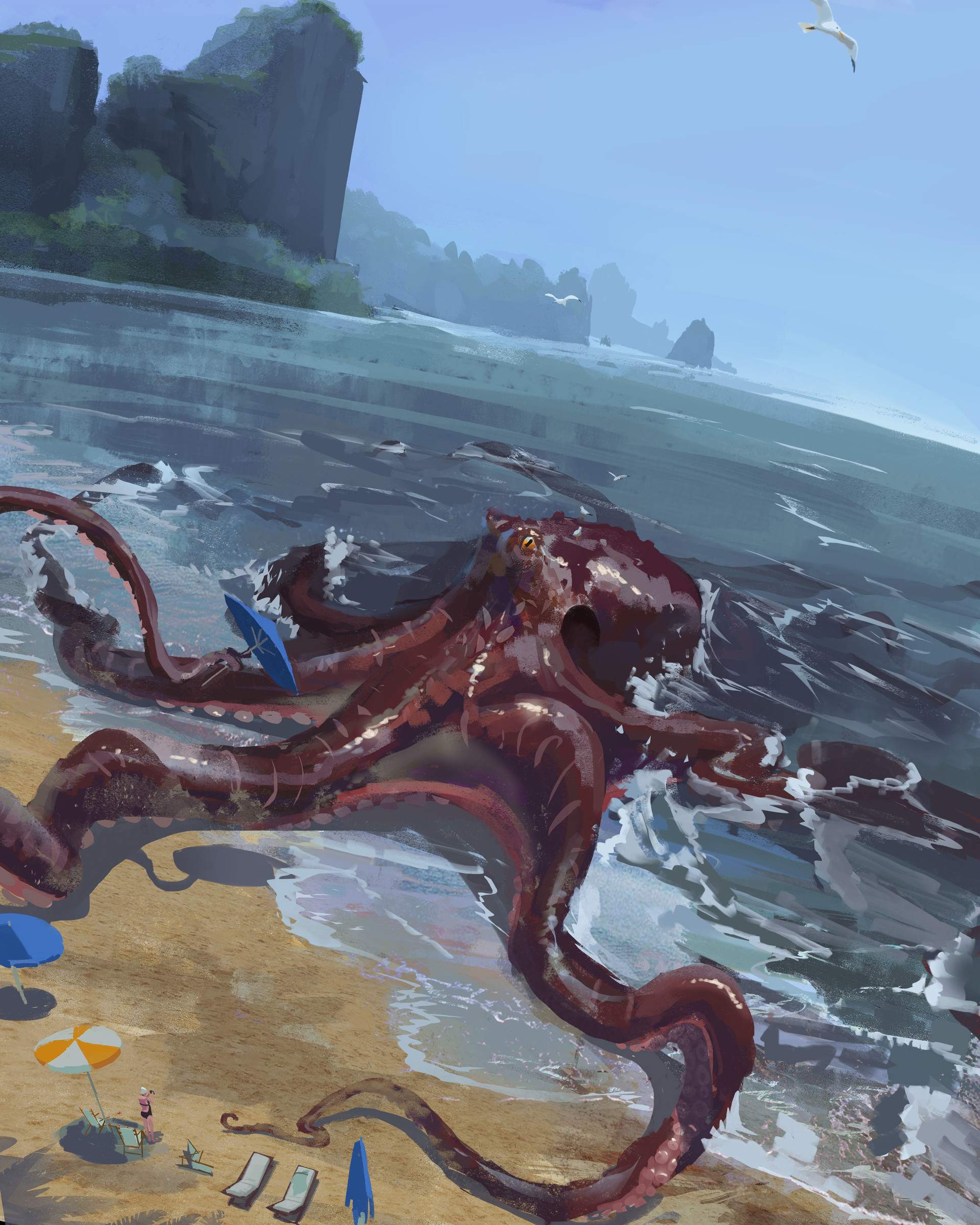 Artstation Tentaclearton The Beach