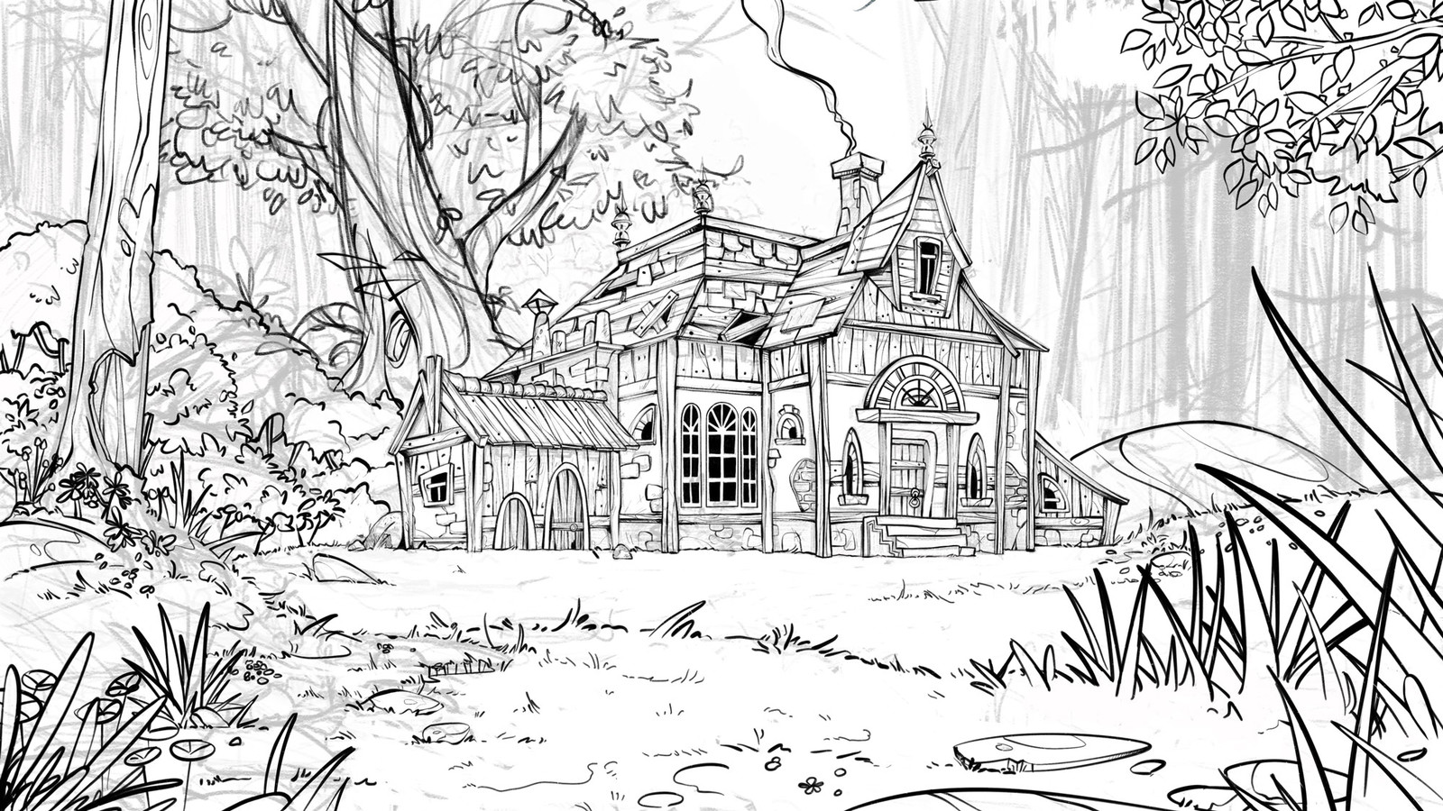 Artstation House In The Forest Procreate Ipad Drawing Owen Labbe