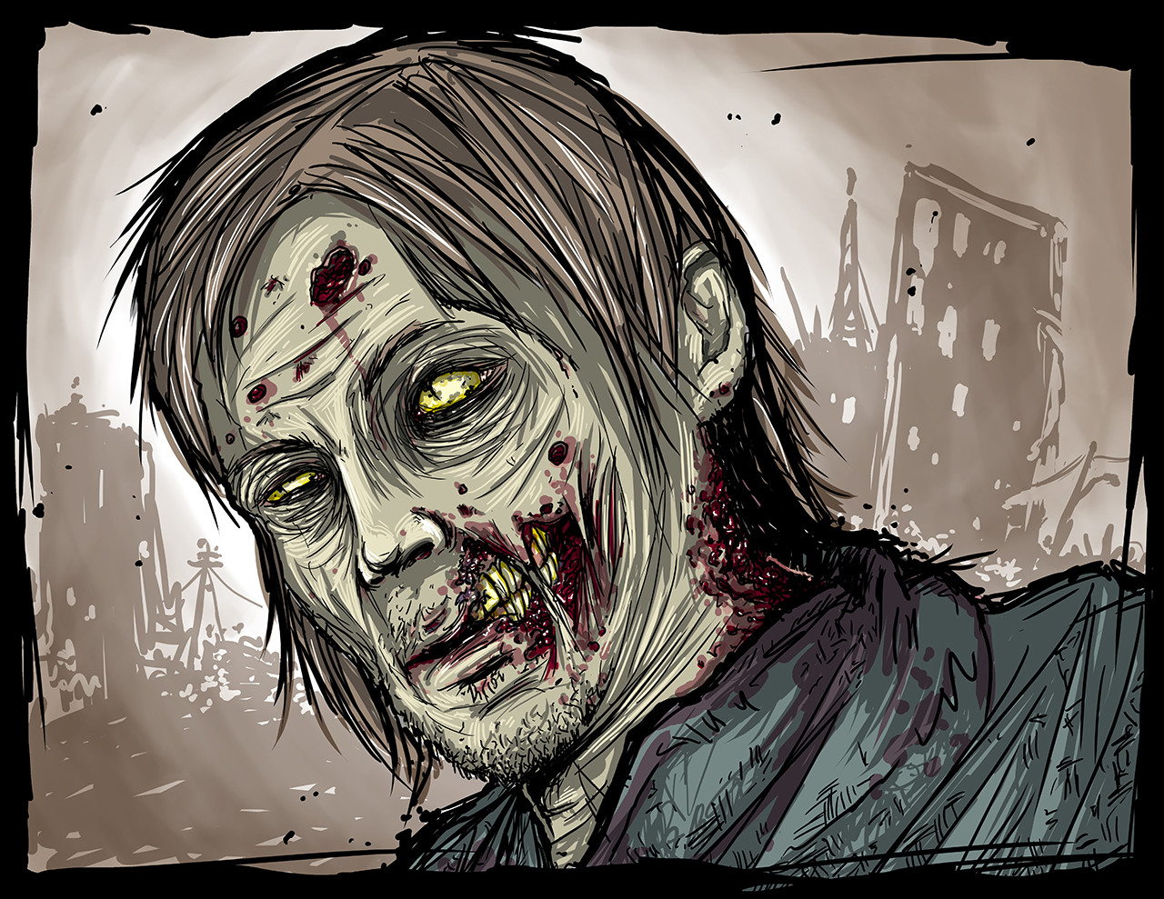 Custom Zombie Portrait - Norman Reedus from The Walking Dead! 