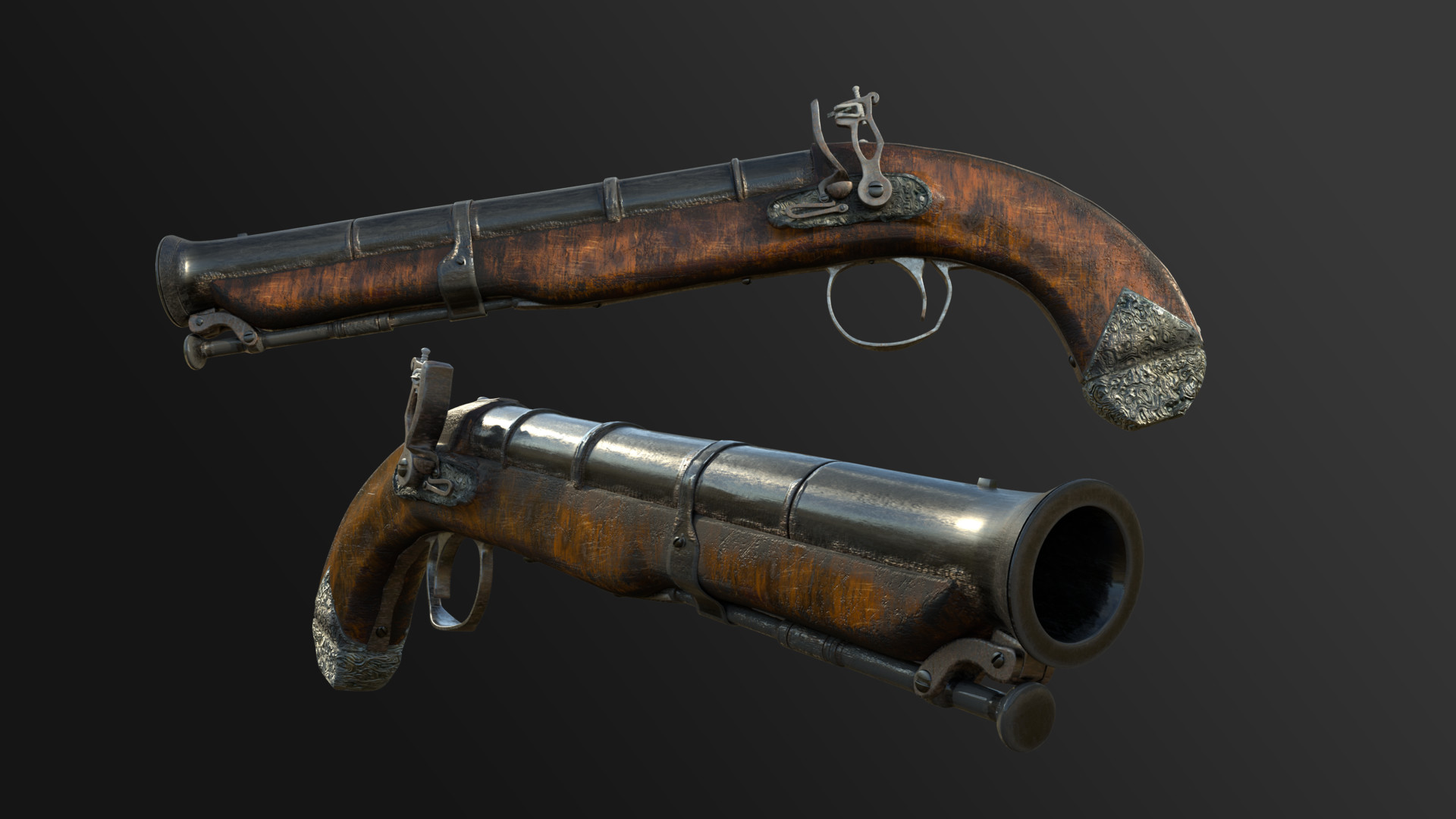 ArtStation - Antique Flintlock Pistol , Sebastian Pickworth