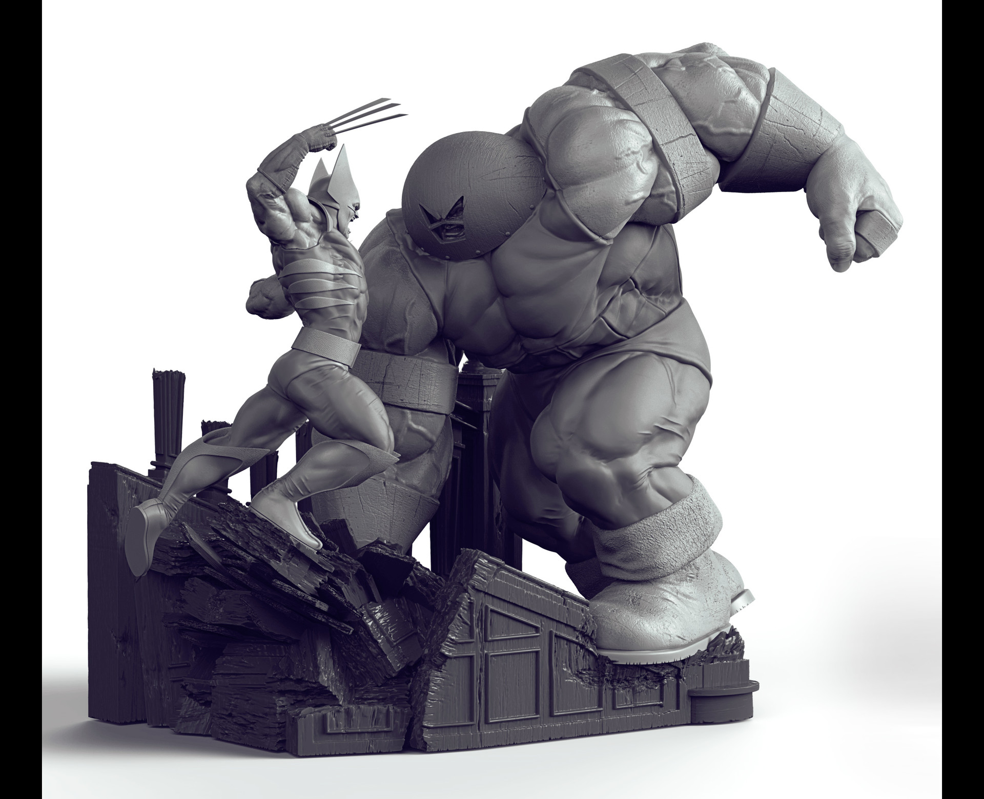 wolverine vs juggernaut statue