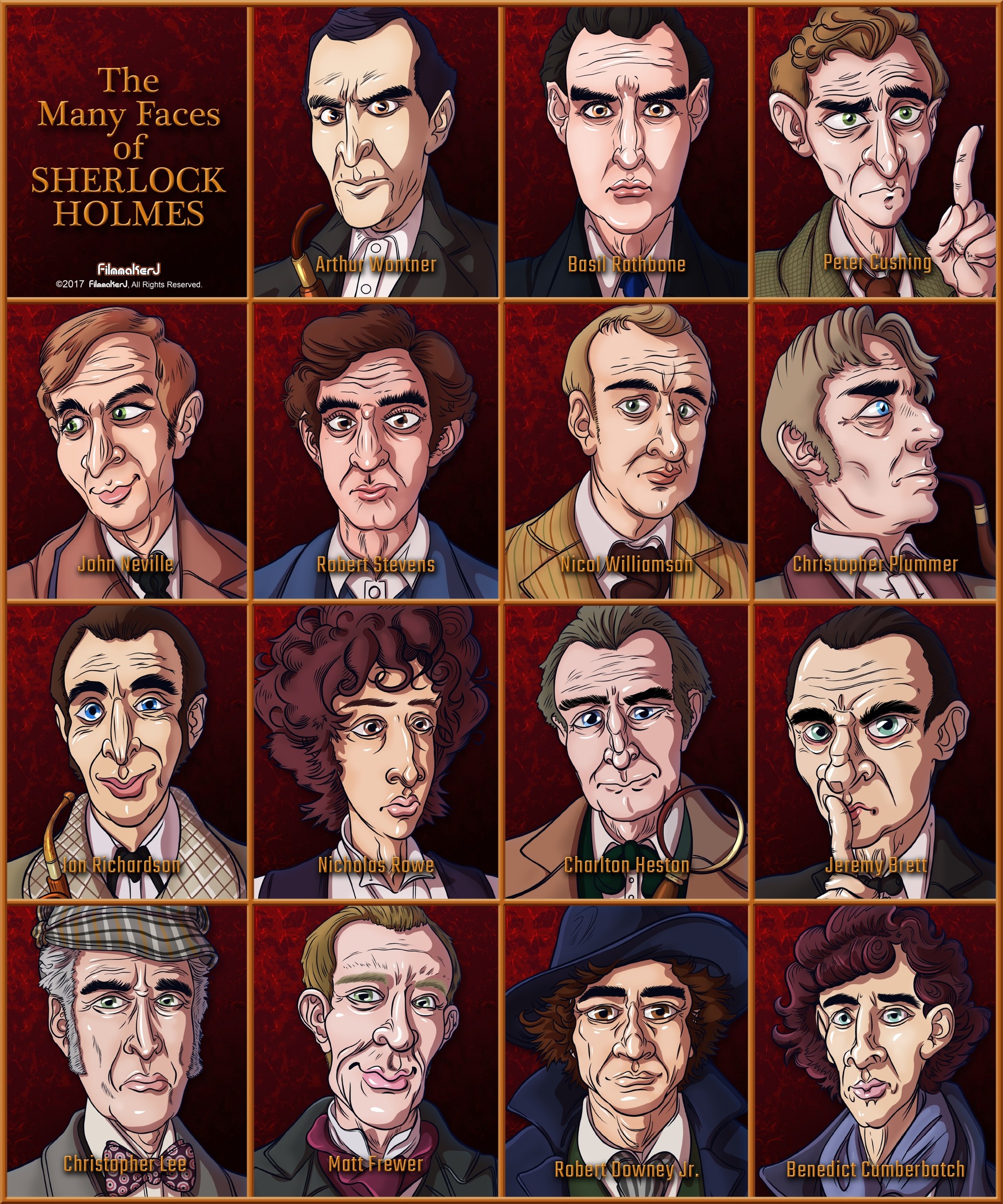 The Many Faces of <b>Sherlock</b> <b>Holmes</b> - Caricature Series, Jonathan Leiter.