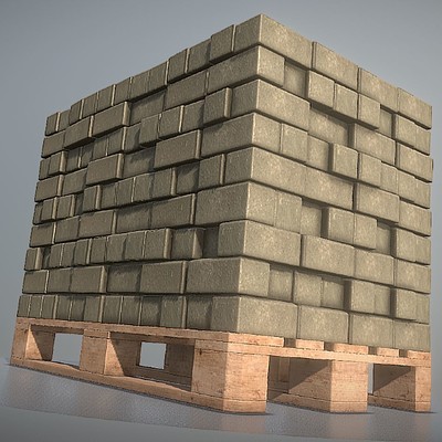 Dennis haupt eur wood pallet with paving stones high poly 5