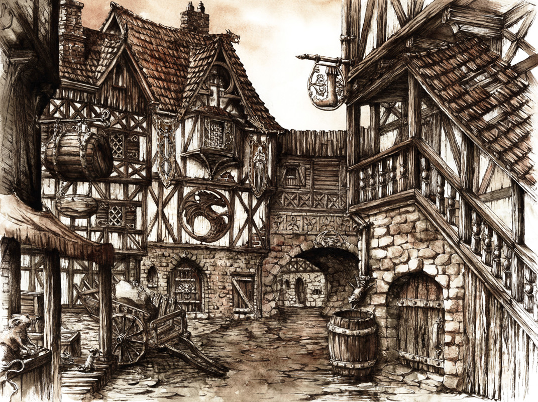 Medieval City Drawing