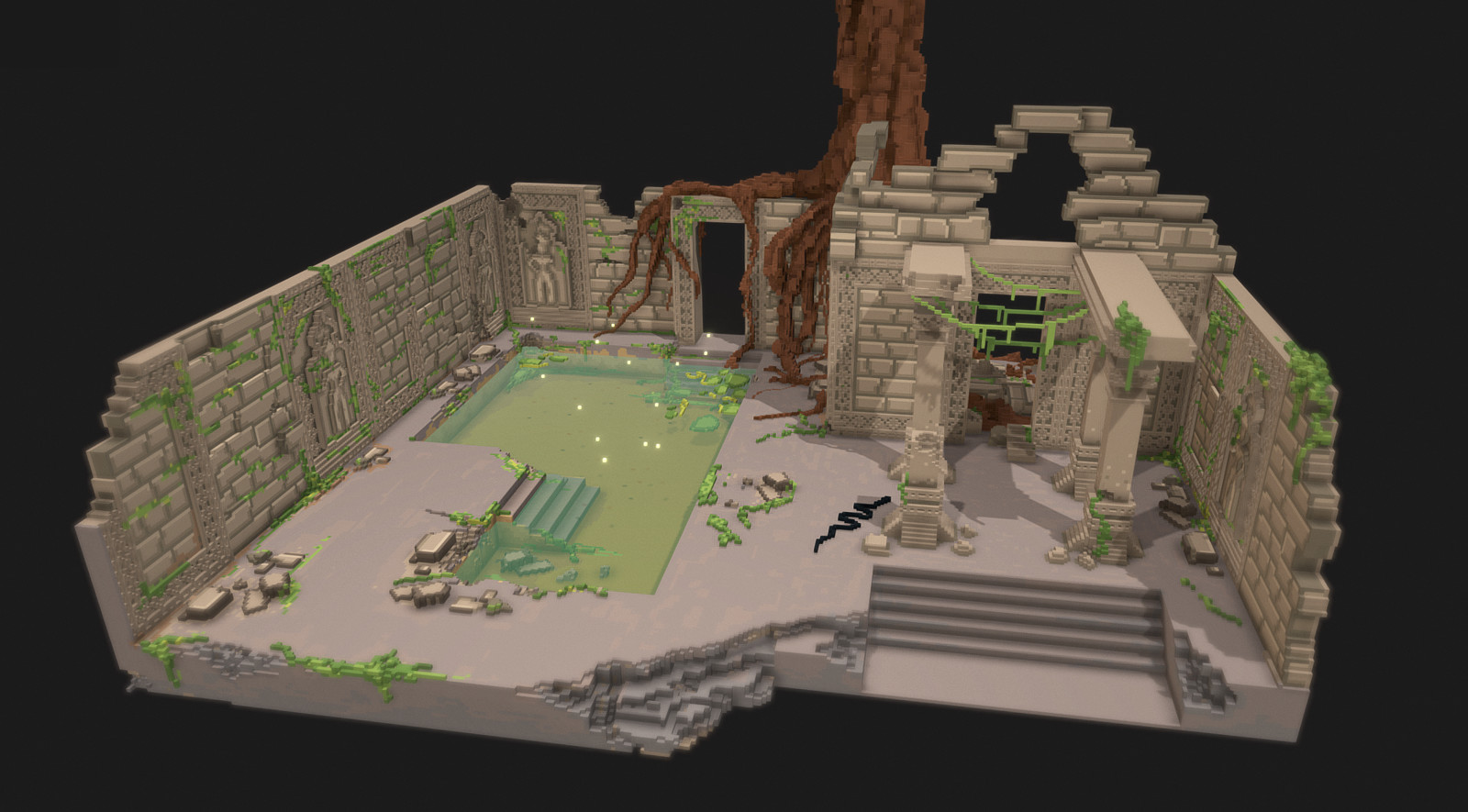 Hidden temple ruins - Voxel
