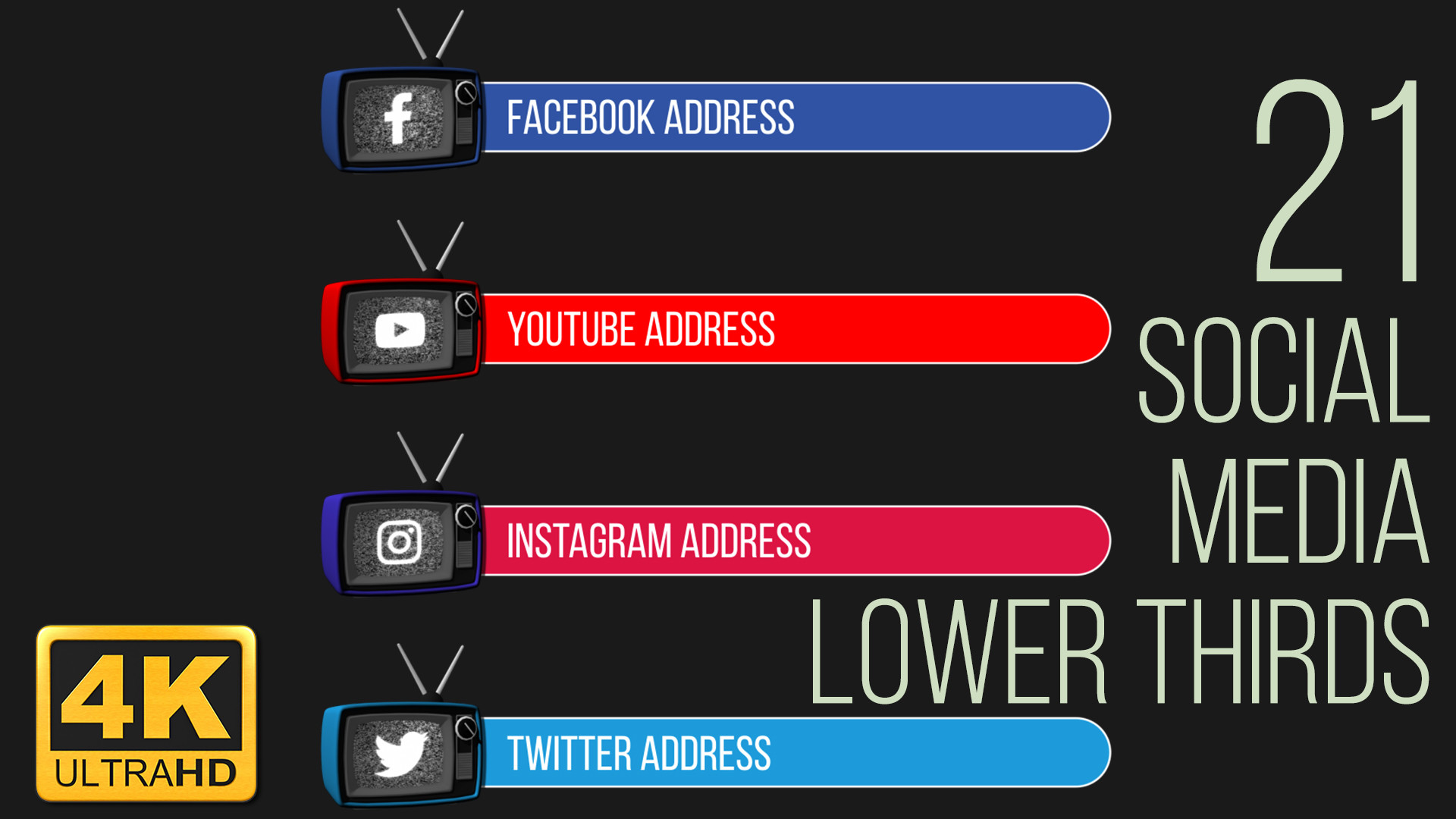 Social Media lower thirds. 3d lower thirds. Social Media after Effects Template. Youtube lower third.