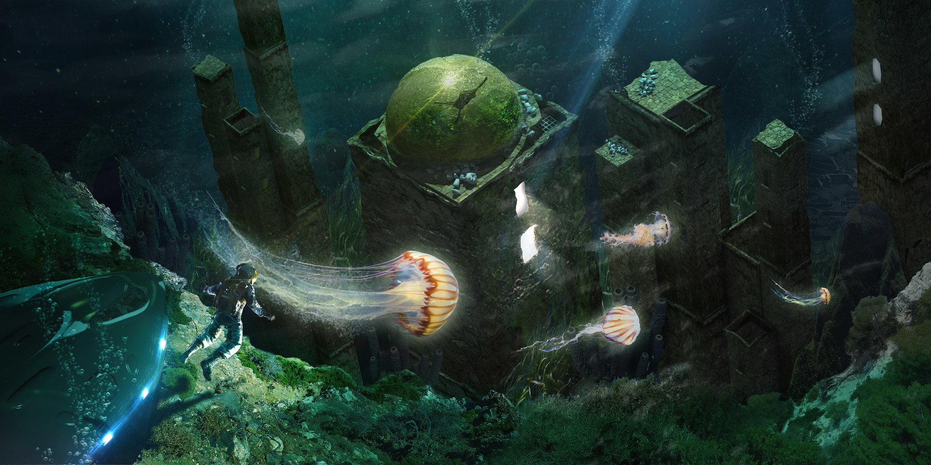 ArtStation Concept art underwater and jellyfish