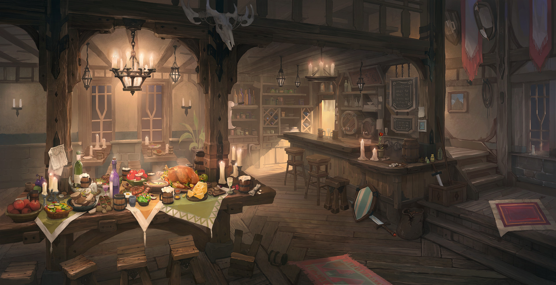 ArtStation - Medieval bar background concept art
