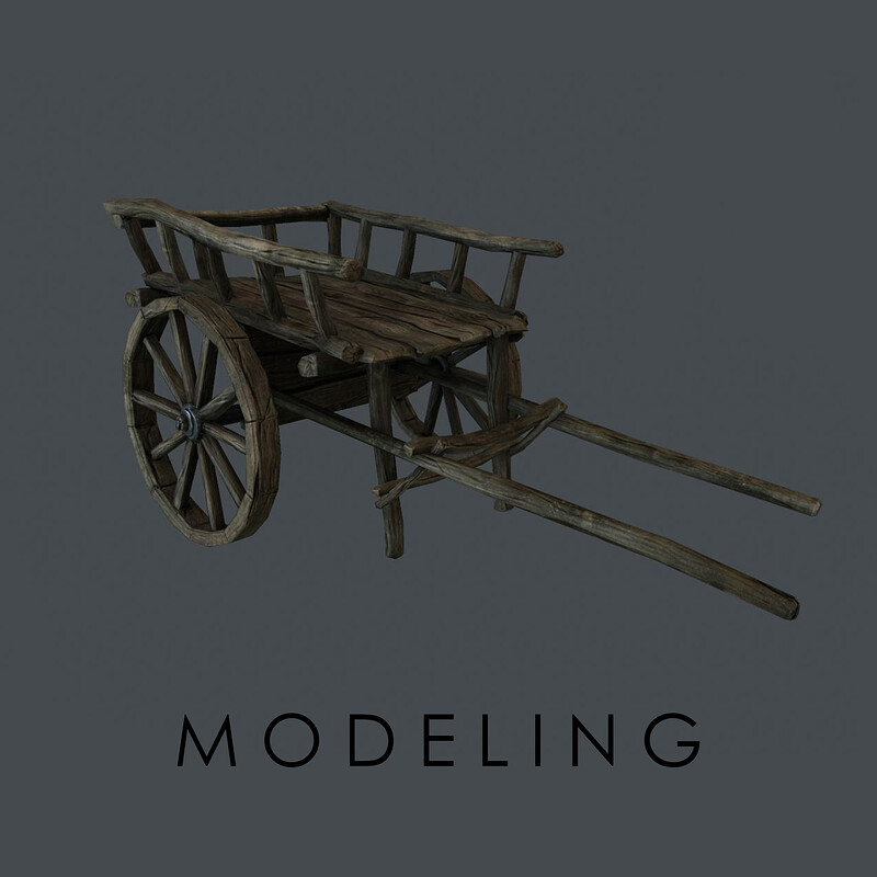 Wood cart. 3D model