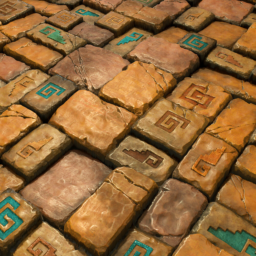 Joel Cuellar - Aztec Floor Tile Textures & Material