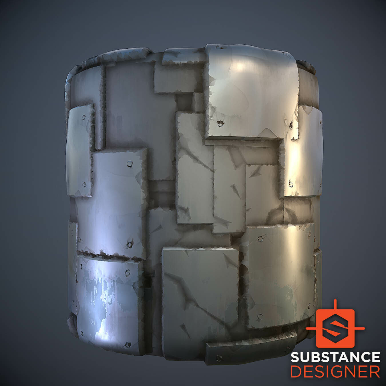 ArtStation - Stylized Metallic Plates - Substance Designer