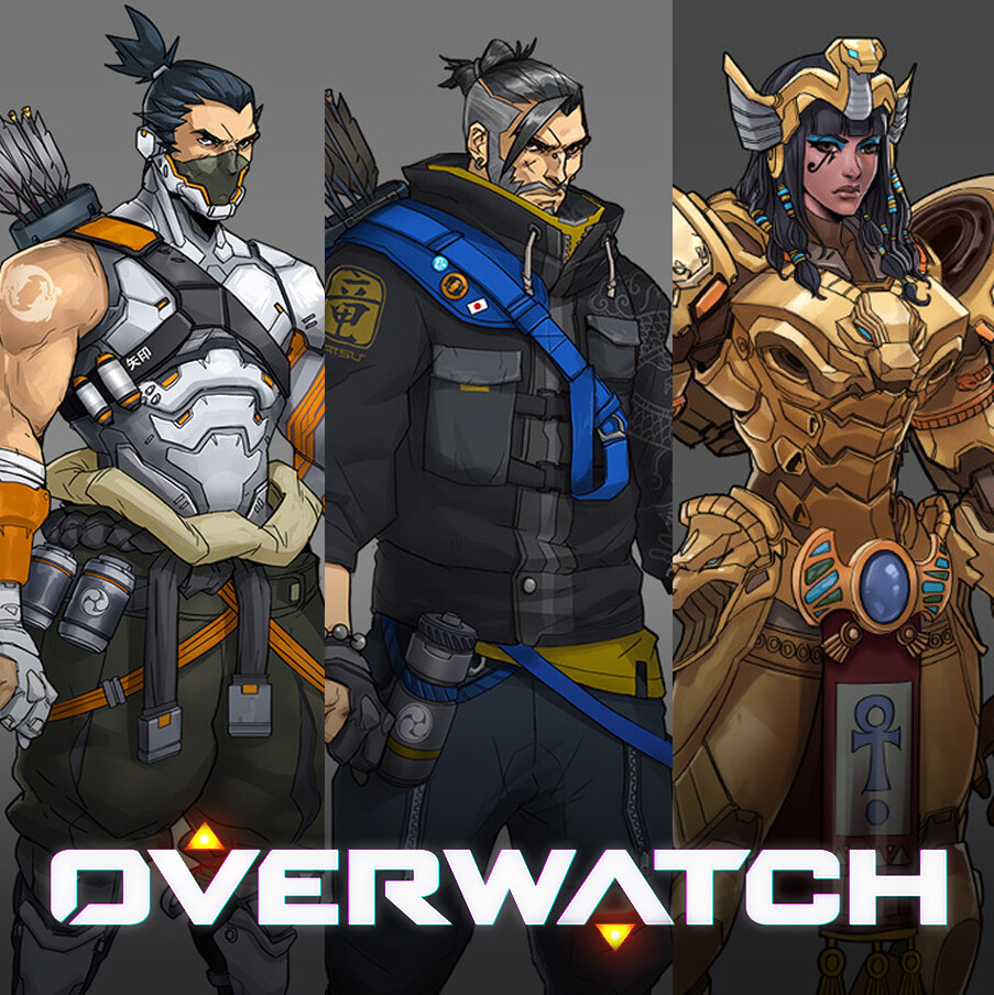 Overwatch Hanzo, Pharah and Sombra Skin Concepts