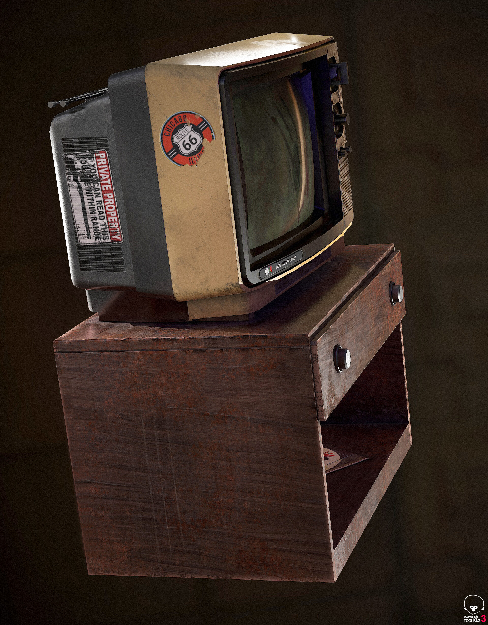 ArtStation - Old television box low poly for game.