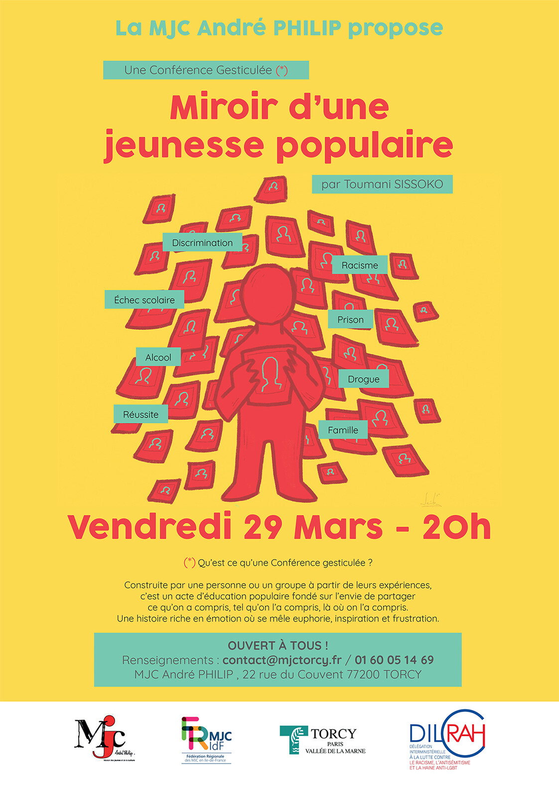 Affiche Conférence Gesticulée MJC André PHILIP