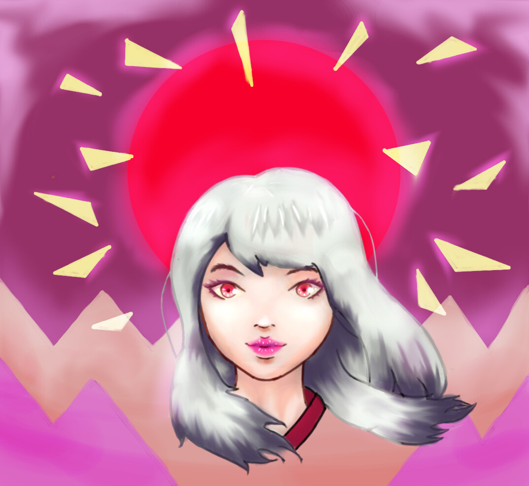 Amarendra prajnasatya white haired girl old drawing redraw 