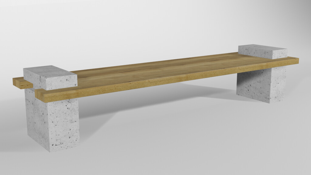 Artstation Concrete Oak Bench