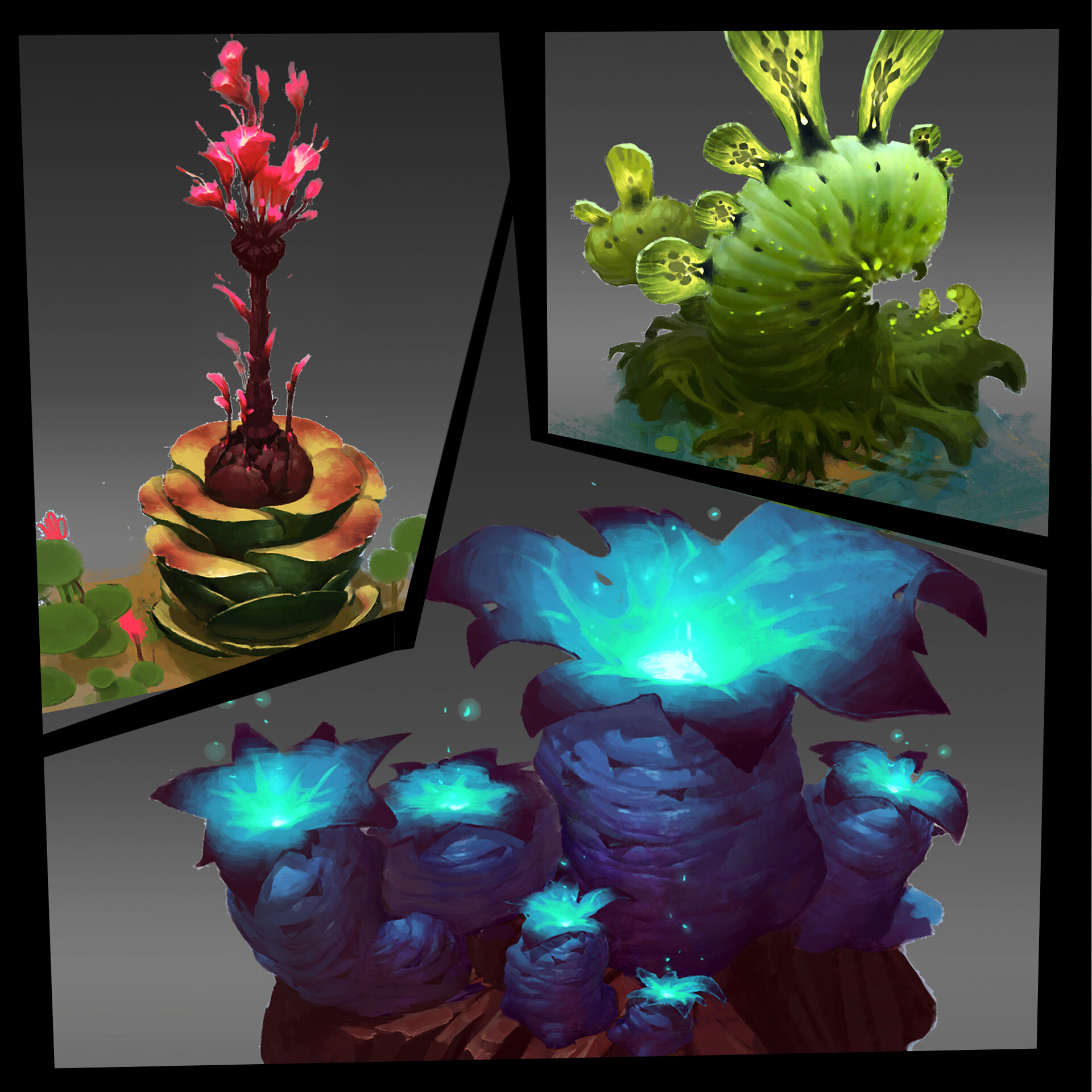 3D-стол с нарисованными растениями, проект Флора