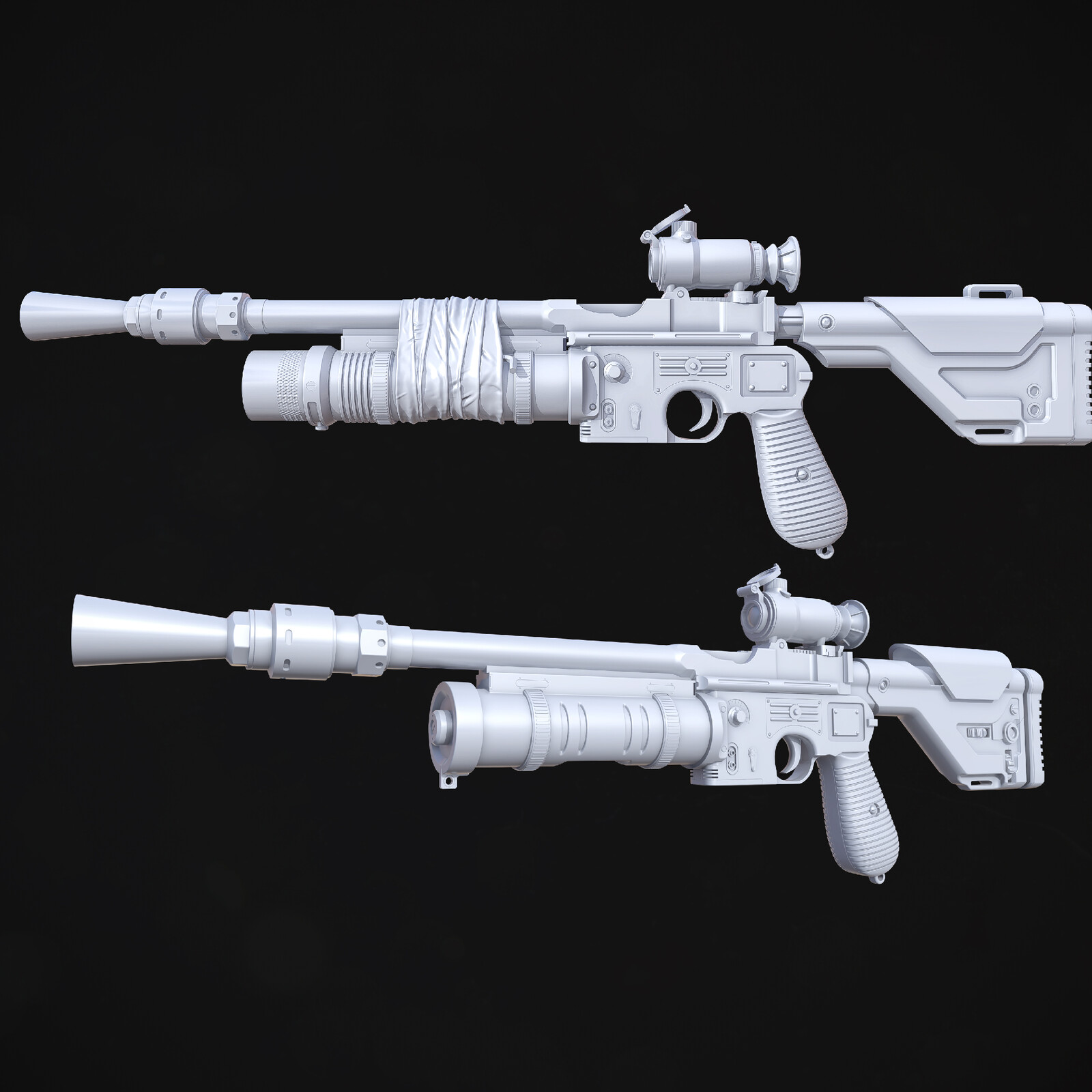 Blaster and Rifle weapon set - Highpoly model