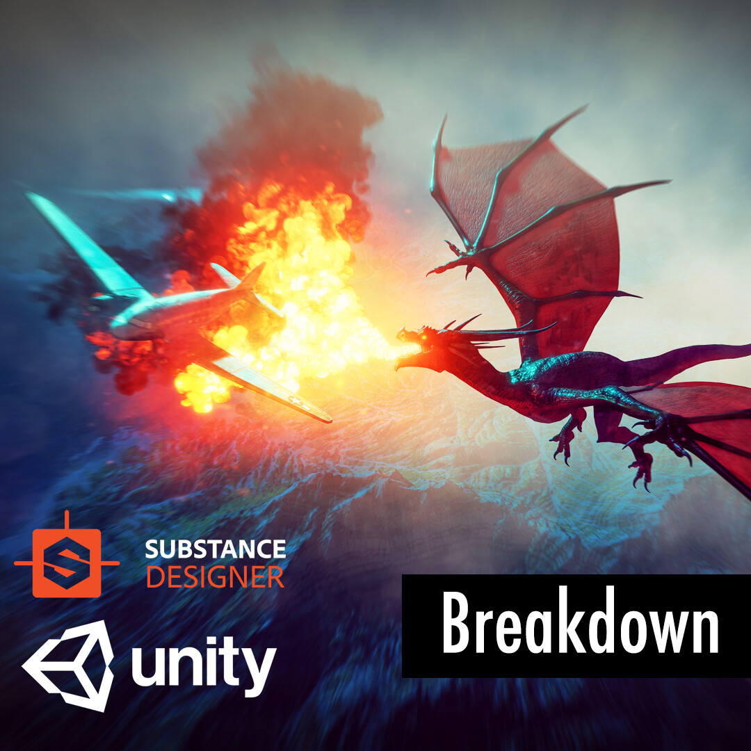 making of the dragon vs c47 scene with substance designer &amp; unity3d