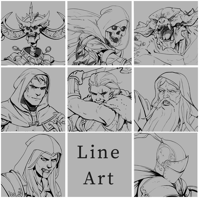 Line art Character and Monster Sketches