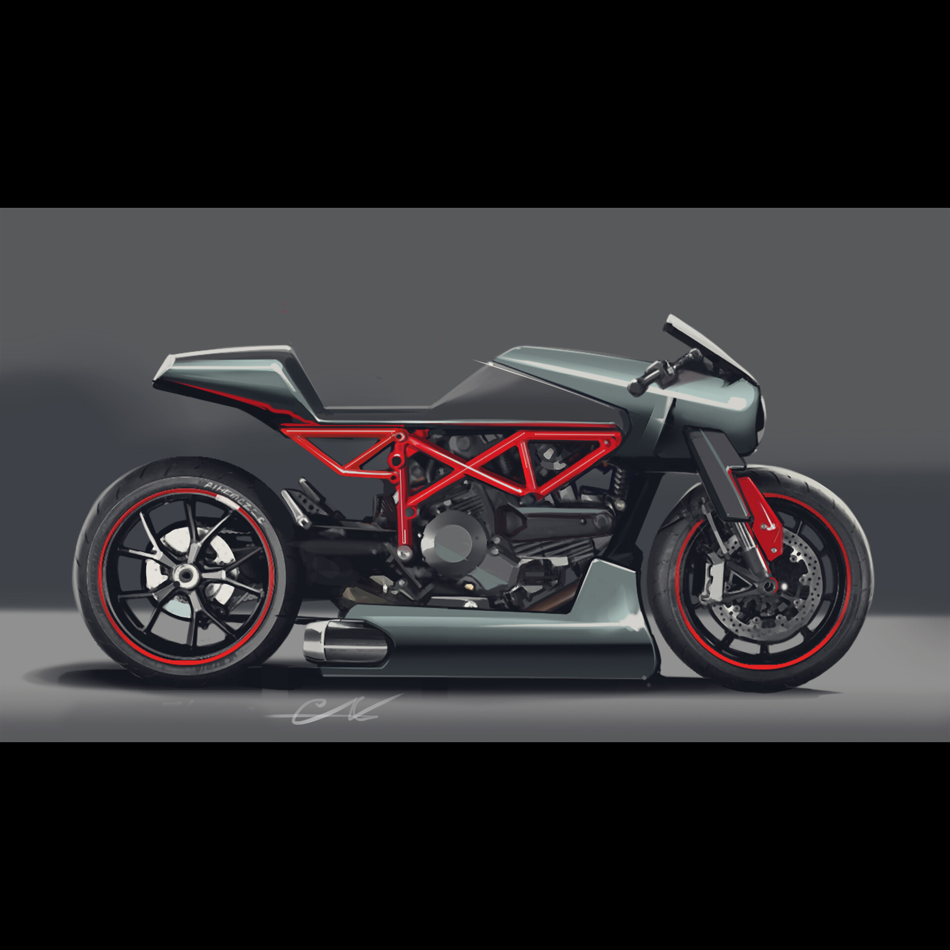 Artstation Ducati Hypermotard Custom Modified Pavel Sauchyk