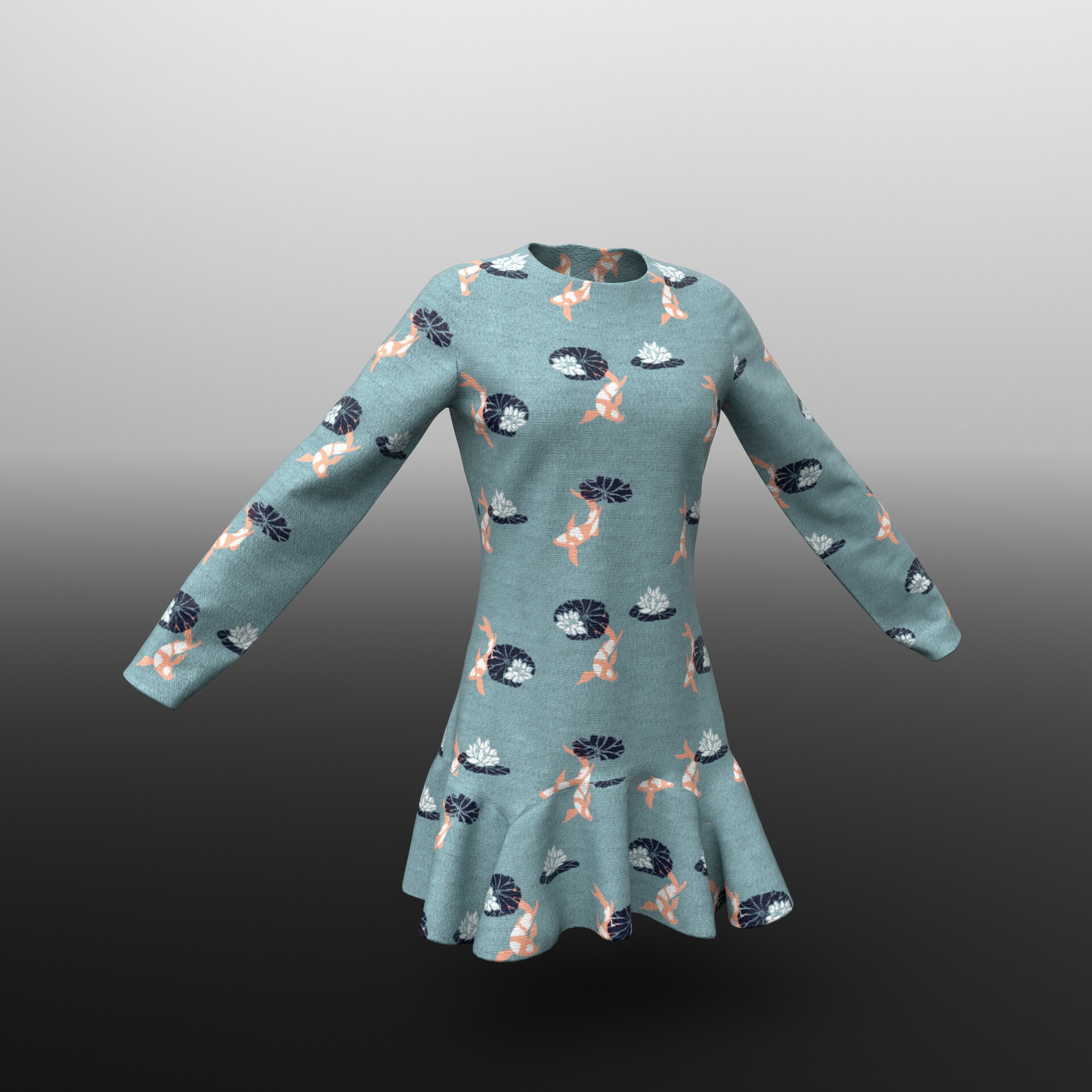 ArtStation - Dress with koi fishes