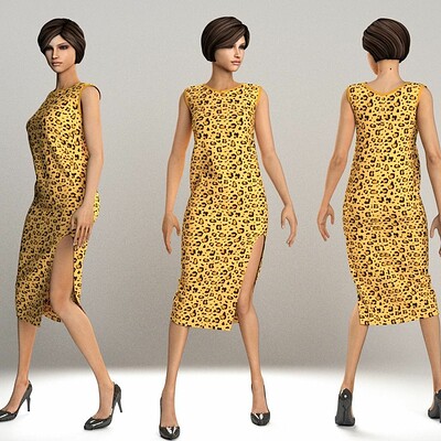 ArtStation - Stylish Designer Women Body-con Formal Dress 3D model