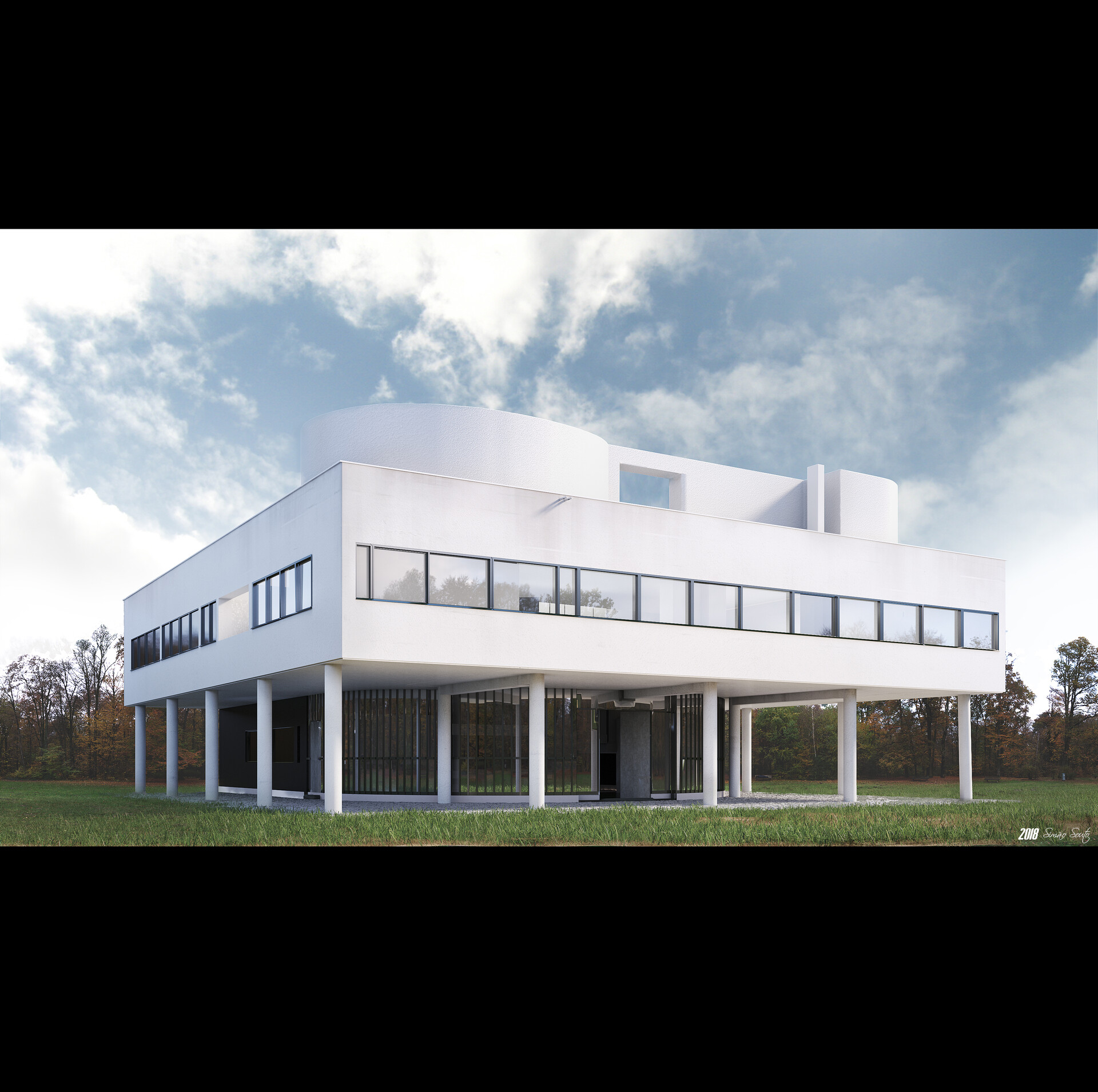 Simao Souto - 3D Villa Savoye Architectural Render