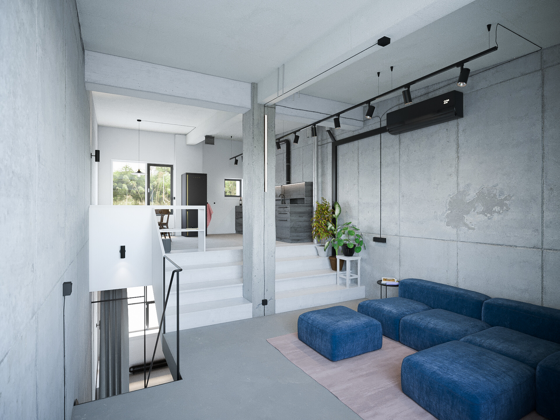 Apartment Interiors with Concrete - ArchDaily