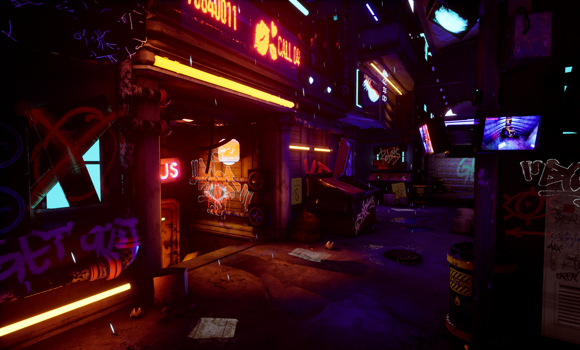 ArtStation - Unreal Engine - Cyberpunk Alleyway Environment