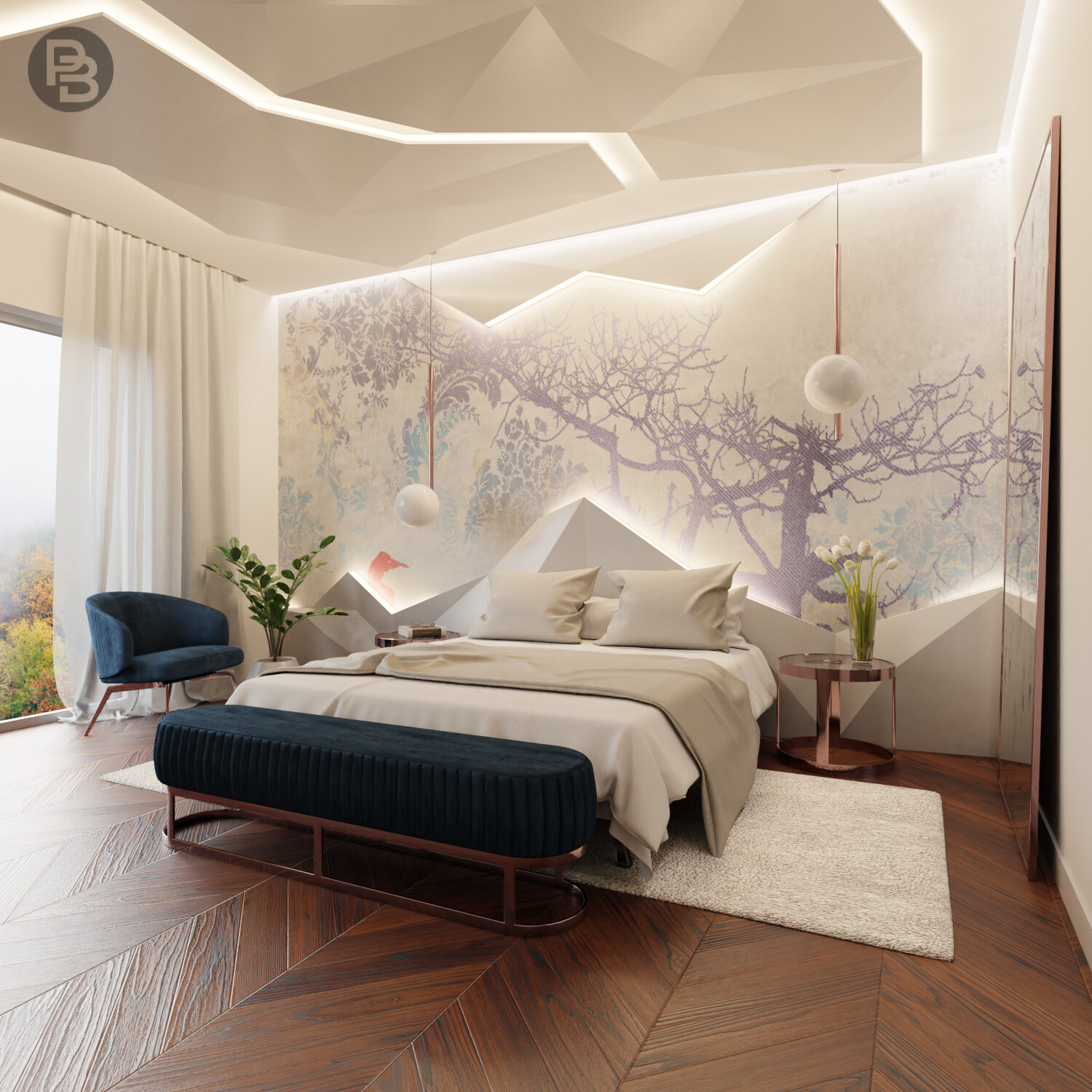 Geometric bedroom