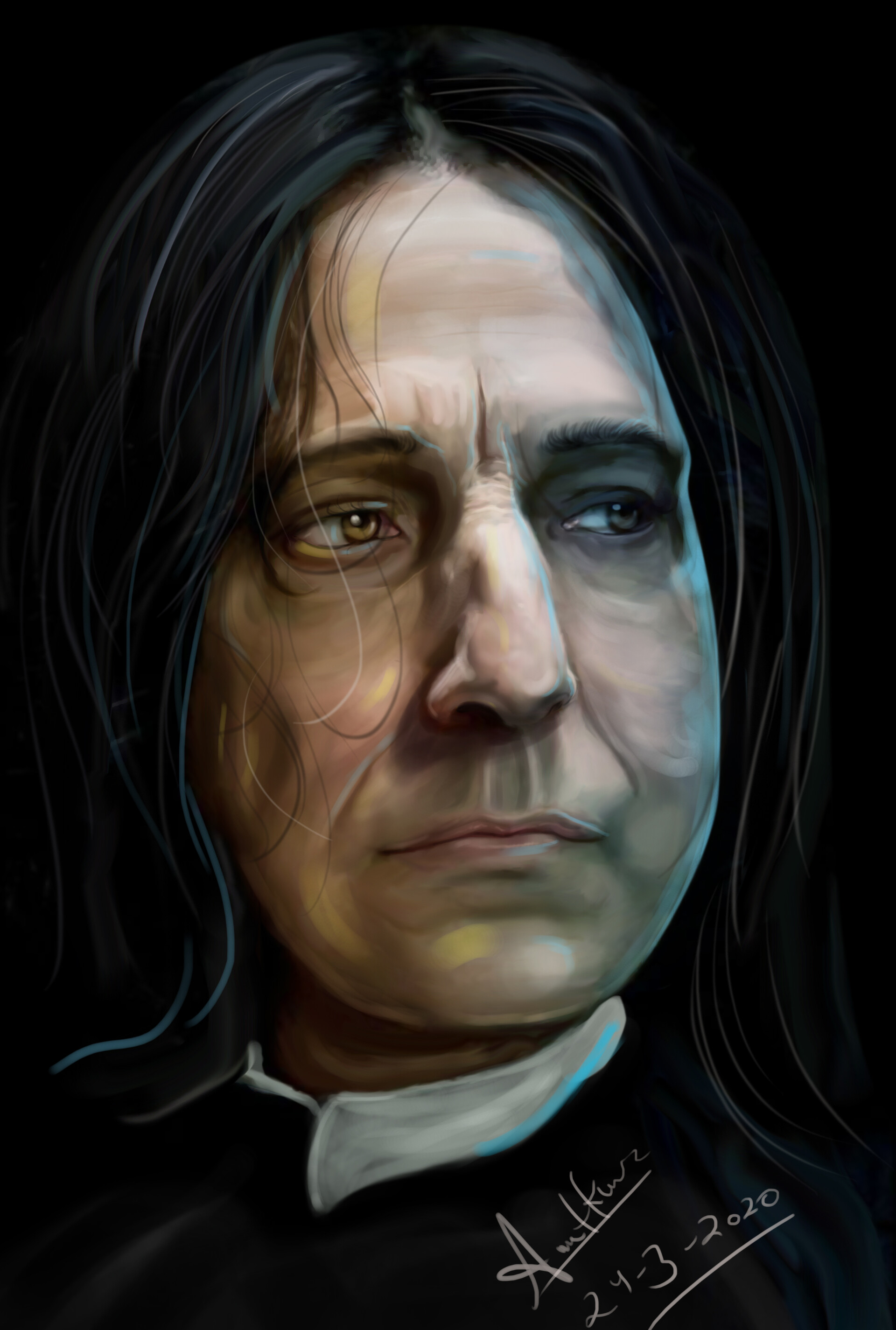 ArtStation - Digital patch work painting of #proffesor_snape Harry Potter