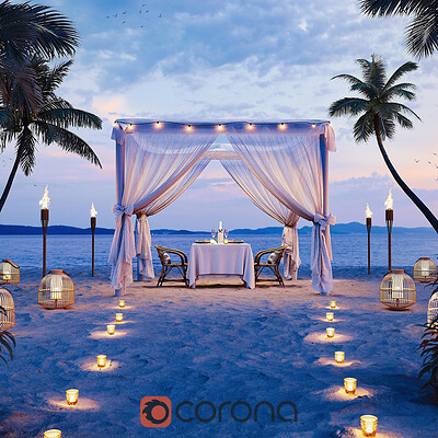 Dinner on the beach - Corona Render