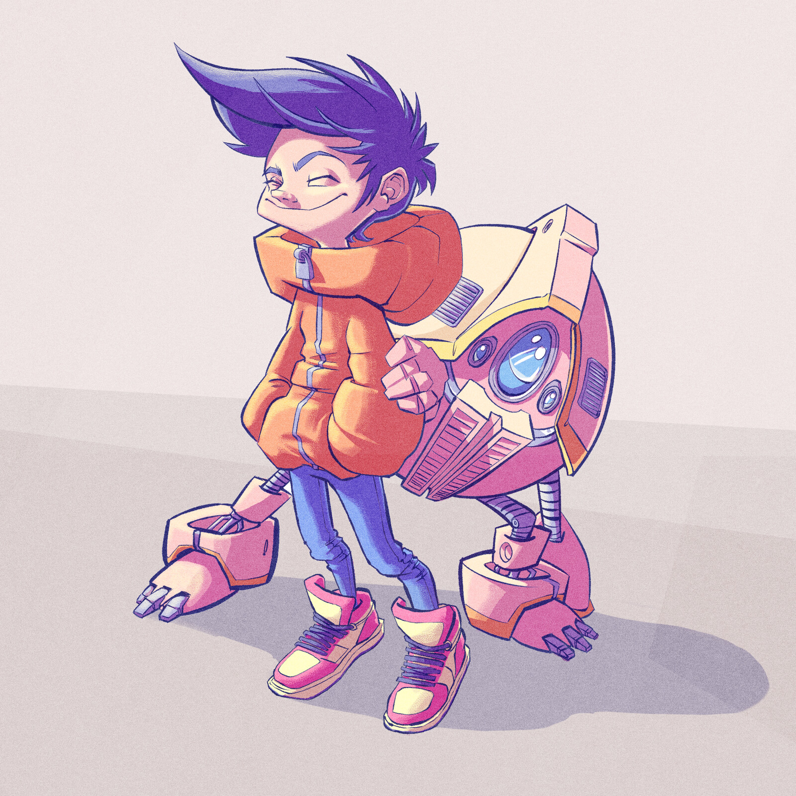 Korean child y amigo robot