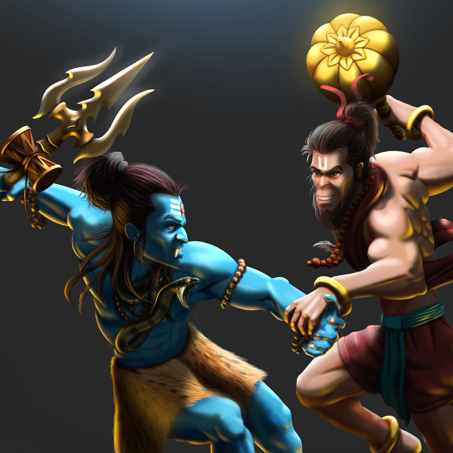ArtStation - Shiva VS Hanuman