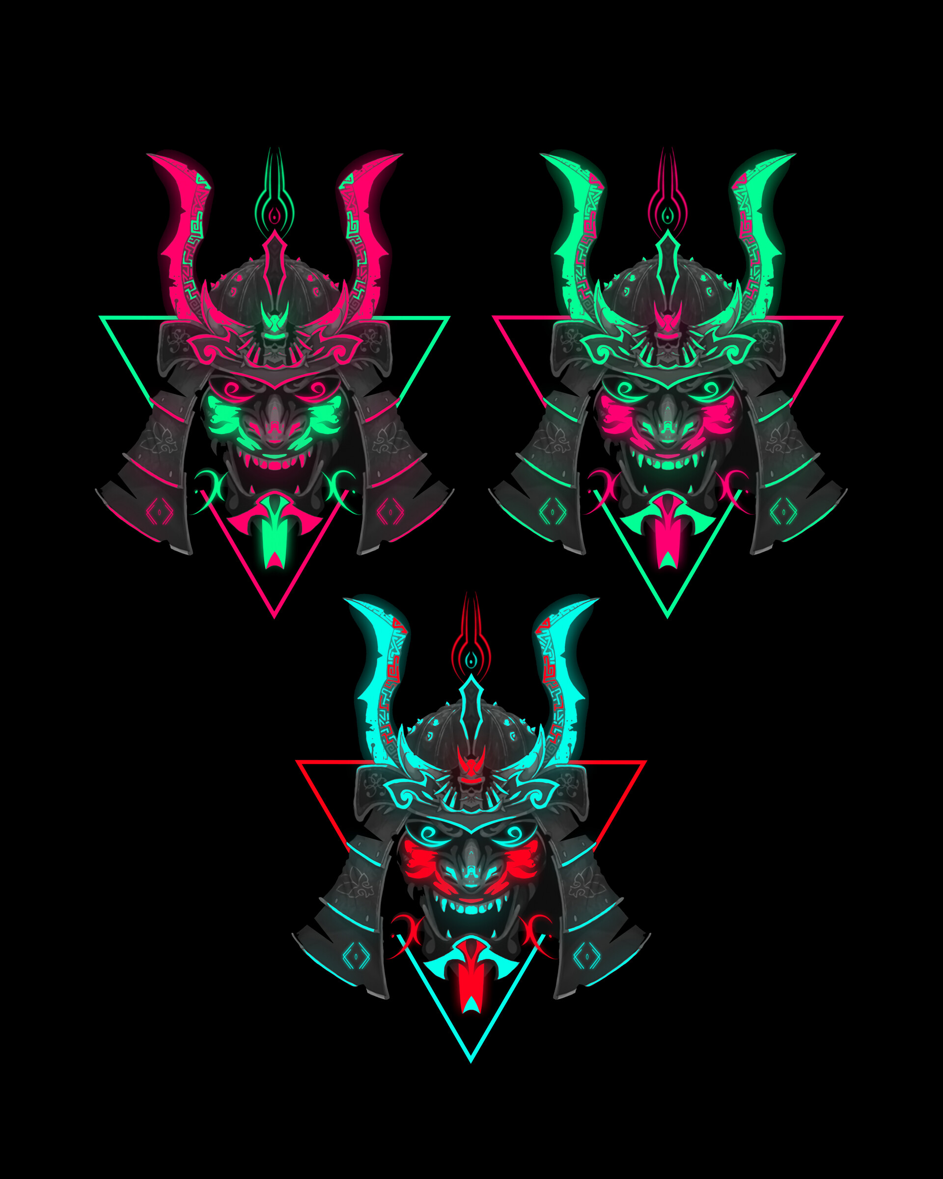 ArtStation - Samurai Mask(Neon Vector)