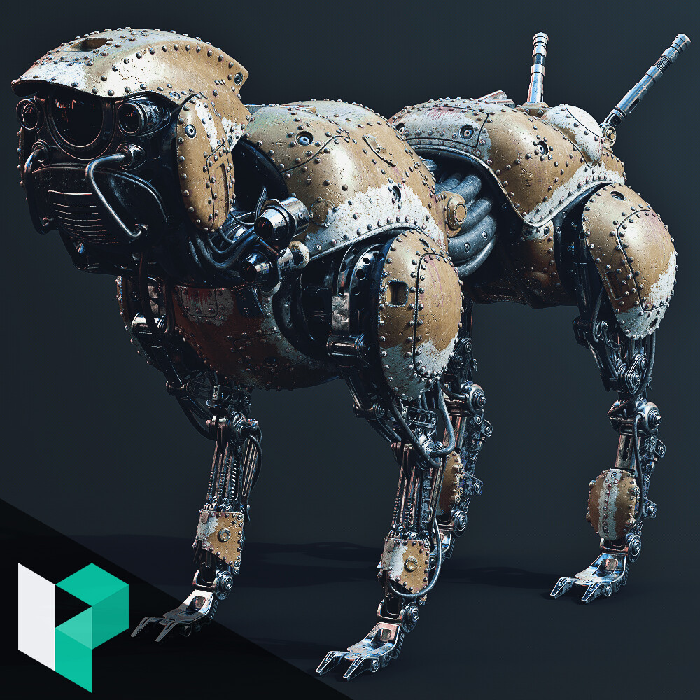 ArtStation - Modeling and Texturing a Mechanical Dog | Lennard Claussen