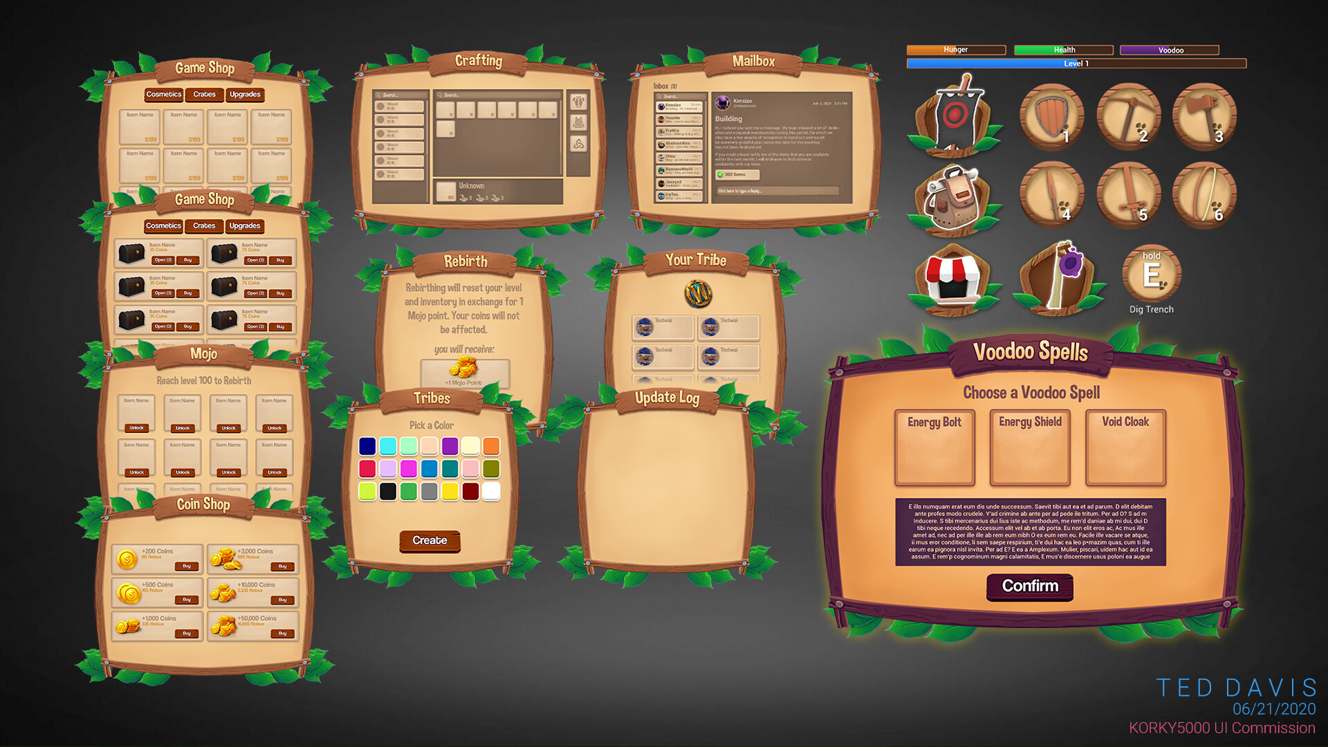 ArtStation Cartoon Wood Game UI