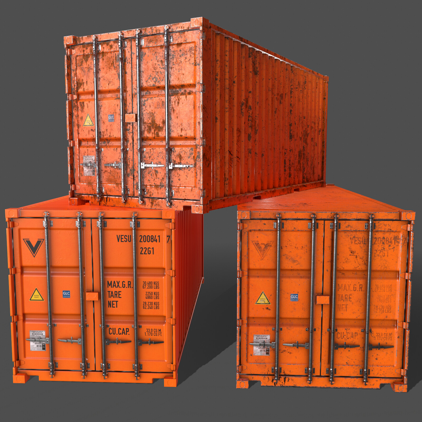 ArtStation - PBR 20 ft Shipping Cargo Container Version 1 - Orange