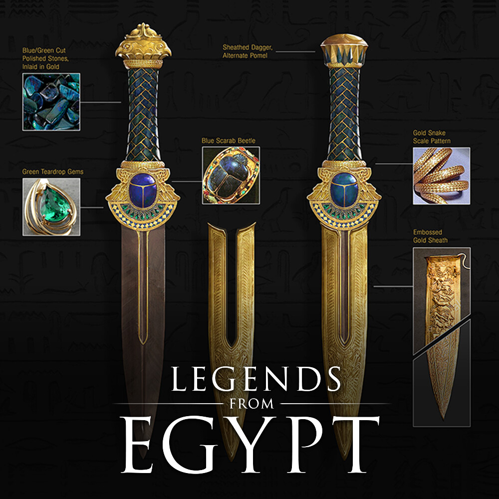 Blade of Isis Gold plt Sterling Silver Dagger Sword charm Egyptian Egypt serpent